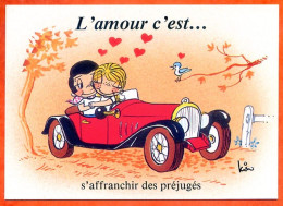 L'amour C'est .....  S'affranchir Des Préjugés  CP Illustrateur Humour Enfants Voiture Carte Vierge TBE - Other & Unclassified