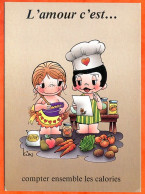 L'amour C'est ..... Compter Ensemble Les Calories  CP Illustrateur Humour Enfants Carte Vierge - Autres & Non Classés