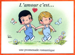 L'amour C'est ..... Une Promenade Romantique  CP Illustrateur Humour Enfants Carte Vierge TBE - Sonstige & Ohne Zuordnung