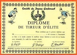 HUMOUR Pétanque Boules Boulistes Diplome Du Tireur D Elite Sté Joyeux Cochonnet Dessin R Allouin CIM TBE - Humor