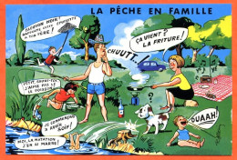 HUMOUR  Pêche En Famille  Pêcheur  Couple Dessin Allouin CIM Carte Vierge TBE - Humor