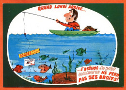 HUMOUR  Pêche Quand Lundi Arrive Astuce Petit Commerce Pêcheur  Dessin Allouin CIM Carte Vierge TBE - Humour