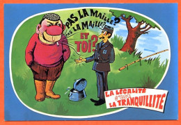HUMOUR  Pêche Légalité Tranquillité Pêcheur  Gendarme  Dessin Allouin  CIM Carte Vierge TBE - Humour