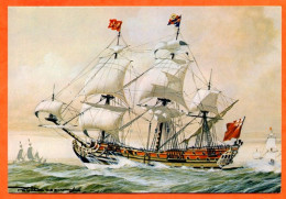 Grands Voiliers Navire De Ligne Marine Britannique XVII° Paul Dessin Bateau Voilier CIM Carte Vierge TBE - Voiliers