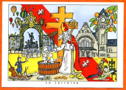 CP LA LORRAINE Illustrateur 54 55 57 88 Croix De Lorraine , Saint Nicolas , Nancy , Mirabelles , Carte Vierge TBE - Contemporary (from 1950)