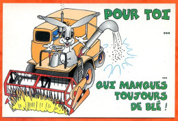 CP Les Inédits De SAMY ET SUSY Pour Toi Qui Manque Toujours De Blé ! Lapin Moissonneuse Carte Vierge TBE - Humour