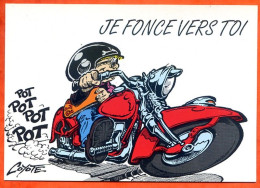 CP Illustrateur Coyote Je Fonce Vers Toi Moto Carte Vierge TBE - Sonstige & Ohne Zuordnung