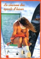 HUMOUR Ski  Le Charme Des Sports D Hiver Fille Seins Nus Carte Vierge TBE - Pin-Ups