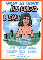 HUMOUR Vacances Bord De L'eau Illustrateur Alexandre Lyna Carte Vierge TBE - Humour