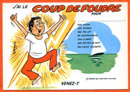 HUMOUR Vacances Coup De Foudre Illustrateur Alexandre Lyna Carte Vierge TBE - Humor