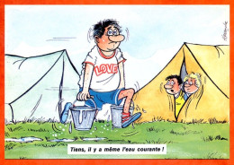 HUMOUR Camping Tiens Il Y A Meme Eau Courante Illustrateur Alexandre Lyna Carte Vierge TBE - Humour
