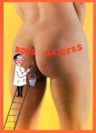 Humour BONS BAISERS Peintre Sur Echelle Femme Nue Fesses Photo Toyot Dessin Huet Lyna Carte Vierge TBE - Pin-Ups