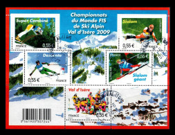 2009 N F4329 FEUILLET SKI ALPIN OBLITERE CACHET ROND #234# - Gebruikt