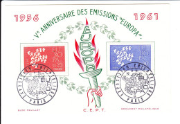France Premier Jour (fdc Cover) N° 1309 /1310 Oblitération PARIS 16/09/1961 - 1960-1969