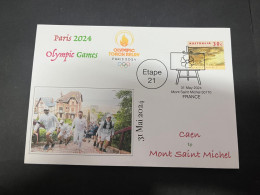 1-6-2024 (2) Paris Olympic Games 2024 - Torch Relay (Etape 21) In Mont Saint Michel (31-5-2024) With Olympic Stamp - Eté 2024 : Paris