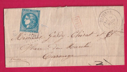 TARIF FRONTALIER N°45C GC 4500 DIVONNE AIN POUR CAROUGE GENEVE SUISSE LETTRE - 1849-1876: Période Classique