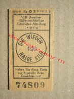 VEB Dresdner Süßwarenfabriken Automaten-Abteilung Leipzig ( SIE WIEGEN HALBE KILO ) - Tickets D'entrée