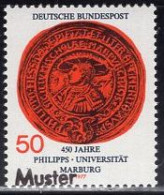 GERMANY(1977) Great Seal - Maarburg University. MUSTER (specimen) Overprint. Scott No 1253. - Other & Unclassified