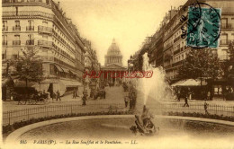 CPA PARIS - (VE) - LA RUE SOUFFLOT ET LE PANTHEON - LL - Paris (05)