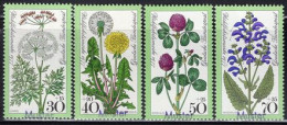 GERMANY(1977) Flowers. Set Of 4 With MUSTER (specimen) Overprint. Scott No B542-5. - Autres & Non Classés