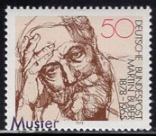 GERMANY(1978) Martin Buber. MUSTER (specimen) Overprint. Scott No 1268. - Sonstige & Ohne Zuordnung