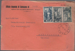 ITALIA - Storia Postale Repubblica - 1951 - 15 + 2x 5 Italia Al Lavoro - Ufficio Imposte Di Consumo - Viaggiata Da Nardò - 1946-60: Marcophilia