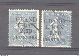 Grand Liban  :  Yv  9-9a  (o)  Variété: 2 De La Surcharge Penché - Used Stamps
