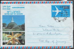 Sri Lanka Ovpr Aerogramme Cover Mailed To Germany 1983 - Sri Lanka (Ceylan) (1948-...)