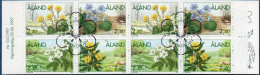 Aland 1997 Spring Flowers Stamp Booklet 2 Blocks Of 4 Cancelled Tussilago, Hepatica, Anemona, - Other & Unclassified