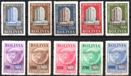 Bolivia 1957 Bl.4 ** CEFIBOL 663-72 Period Of ECLAC Sessions. Building In Santiago And Conference Hall In La Paz. - Bolivie