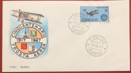 ITALIA - FDC - 1967 - 50th Anniversary Of The World's First Airmail Stamp - FDC