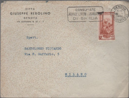 ITALIA - Storia Postale Repubblica - 1952 - 25 Italia Al Lavoro (isolato) - Giuseppe Rebolino - Viaggiata Da Genova Per - 1946-60: Marcophilie