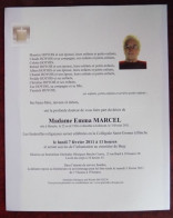 Faire Part Décès / Mme Emma Marcel Née à Herzele En 1926 , Décédée à Jolimont En 2011 - Obituary Notices