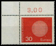 BRD BUND 1970 Nr 621 Postfrisch ECKE-OLI X8C6D4E - Neufs
