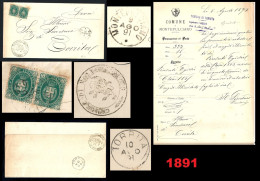 ● 1891  REGNO N. 40 ● 5 + 5 Cent. ֍ Grande PIEGO LETTERA ● Con Testo ● Da MONTEPULCIANO (Si) A TORRITA - Storia Postale