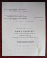 Faire Part Décès / Mr Léon Mertens Né à Waudrez En 1939 , Décédé à Binche En 2009 - Obituary Notices