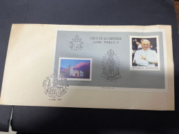 1-6-2024 (4) Pope John Paul II (cover Slight Bent / Markings) Argentina Large Mini-sheet (24 X 12 Cm) - Christendom