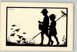 39621941 - Schattenbildkarte S. 1 Nr. 4 Zwei Kinder Schrecken Einen Schwarm Wildgaense Auf Berliner Tierschutz-Verein - Carus