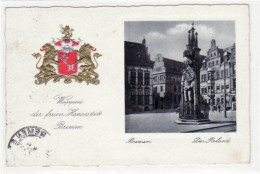 39073341 - Bremen  Der Roland  Mit Praegewappen Gelaufen, Ca. 1938. Leicht Fleckig, Sonst Gut Erhalten - Bremen