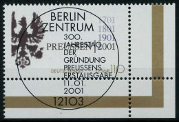 BRD 2001 Nr 2162 ESST Zentrisch Gestempelt ECKE-URE X84AD66 - Gebruikt