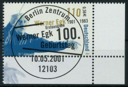 BRD 2001 Nr 2186 ESST Zentrisch Gestempelt ECKE-URE X84CE92 - Oblitérés