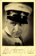 CPA Schauspieler Karl Ludwig Diehl, Portrait, Ross 8516 1, Uniformmütze Waggon Restaurant, Autogramm - Actors