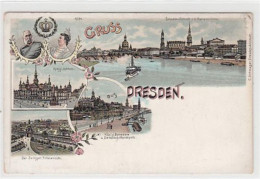 39084241 - Dresden, Lithographie.  Zwinger Schloss Koenigliche Belvedere Mit Dampfschifflandeplatz U. Das Saechsische K - Dresden