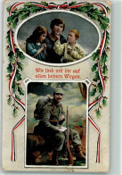 39883141 - Frau Und Kind Denken An Den Vater Im Felde Schwarz-Weiss-Rot Eichenlaub R & K.L. Serie 2752/4 Feldpost Eglin - Guerre 1914-18