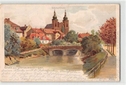 39125341 - Lithographie Donaueschingen. Schuetzenbruecke Gelaufen. Ecken Mit Albumabdruecken, Kleiner Riss Oben In Der  - Donaueschingen