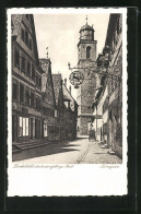 AK Dinkelsbühl, Gasthaus Brauner Hirsch, Strasse Turmgasse, Turm Der St. Georgskirche  - Dinkelsbuehl