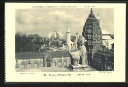 AK Paris, Exposition Coloniale Internationale 1931, Temple D`Angkor-Vat, Lion Et Tour  - Ausstellungen