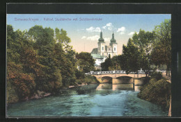 AK Donaueschingen, Katholische Stadtkirche Mit Schützenbrücke  - Donaueschingen