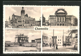 AK Chemnitz, Flughafen, Rathaus, Opernhaus  - Chemnitz
