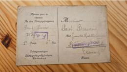 1917 Ludwigsburg Eglosheim Prisonnier De Guerre Paul FERRIER 75e RI Pour BEAUDOIN à Bourg De Péage - Documents